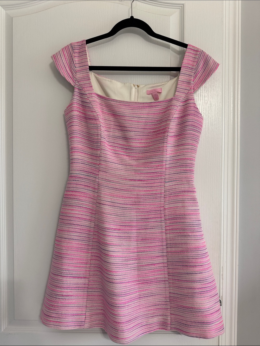 Lilly Pulitzer Pink Striped Square-Neck Mini Dress
